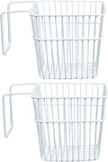 MAGICLULU Punch-Free Hanging Storage Basket 2-Pack Stainless Steel Wire Organizer with Drainage for Kitchen and Bathroom Spac