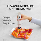 Chef Preserve Compact Vacuum Sealer for Food (Vacuum Sealer Machine + 3 Glass Vacuum Containers + 30 Reusable Vacuum Bags) Po
