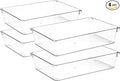 4 Pack Drawer Organizer - 6" X 9" Clear Acrylic Storage Bins with Non-Slip Pads, Versatile Desk Tray for Makeup, Jewelry, Kit
