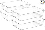 4 Pack Drawer Organizer - 6" X 9" Clear Acrylic Storage Bins with Non-Slip Pads, Versatile Desk Tray for Makeup, Jewelry, Kit