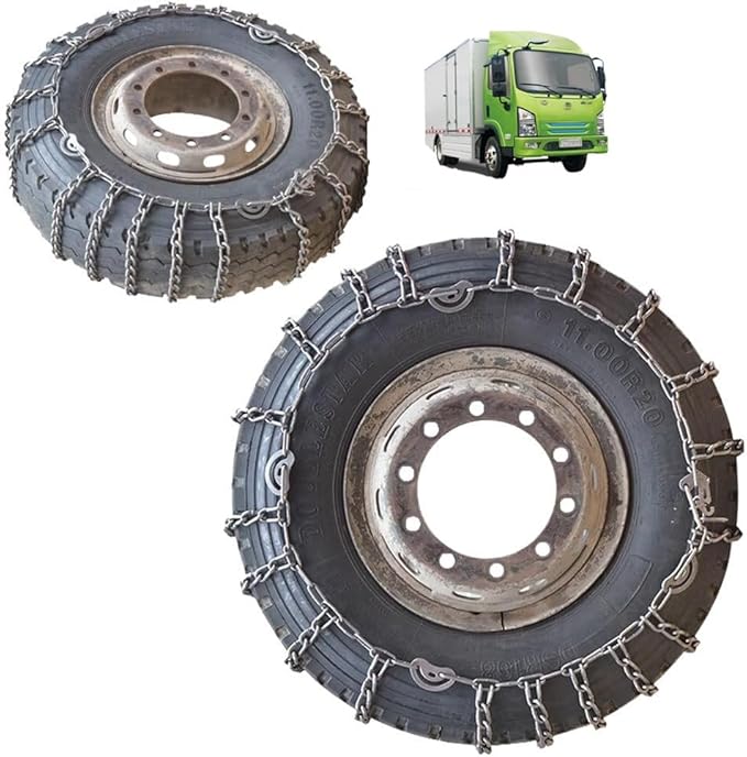 YAGOLD 2pcs 9mm Snow Chains for Trucks & SUVs – Reinforced Anti-Skid Chains –Easy On and Off for Ice Snow & Sand 275/80R22.5 