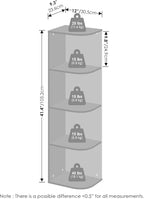 Furinno Reed Corner Shelf, 4-Tier Corner Bookshelf, Book Shelf, Corner Shelves, Storage Rack, for Organization and Storage, H