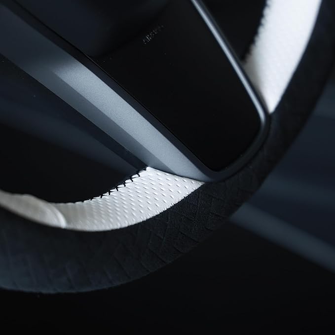 MEWANT Hand Stitched Steering Wheel Cover for Tesla Model 3 2017-2023 / Model Y 2020-2023 for Tesla Model 3/Y Accessories(3D Style)