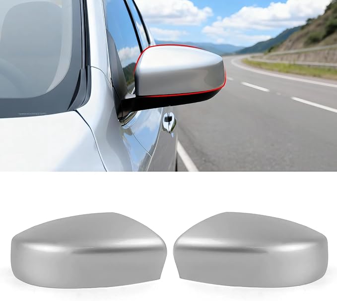 Moonlinks Compatible with Nissan Sentra 2013 2014 2015 2016 2017 2018 2019 Side Mirror Cover Replacement,Silver Left Driver & Right Passenger Side Door Rearview Side Mirror Cap Without Turn Signal