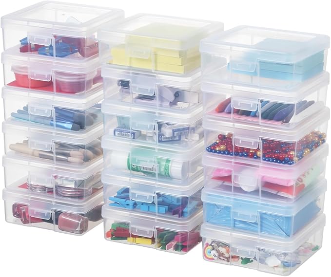 novelinks Plastic Clear Storage Containers for Organizing, Craft Storage Organizers and Stackable Storage Bins with Lids for 