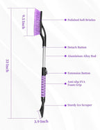 HEEYA 2 Pack Ice Scraper and Brush for Car, Extendable Snow Brush and Ice Scraper for Car Windshield Window, Car Snow Scraper and Brush with Foam Grip for SUV Truck Automobile Vehicle - Purple