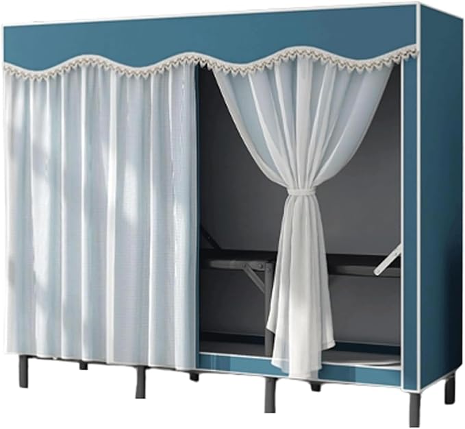 TIST Foldable Wardrobe Steel Storage Wardrobe Portable Wardrobe for Hanging Clothes 110cm/ 160cm/ 215cm Large Wardrobe(Blue,1