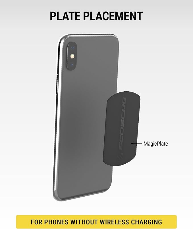 Scosche MRK2PK-UB MagicMount Replacement Metal Plate Kit for Phone, Metal Plates for Magnetic Mount Cell Phone Holder for Car, Universal with All Devices and Phone Case, Black, Pack of 2
