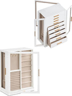 Glimmloop 360° Rotating Jewelry Box with 9 Drawers, Spacious Vertical Jewelry Organizer with Glass Window, Jewelry Storage Ca