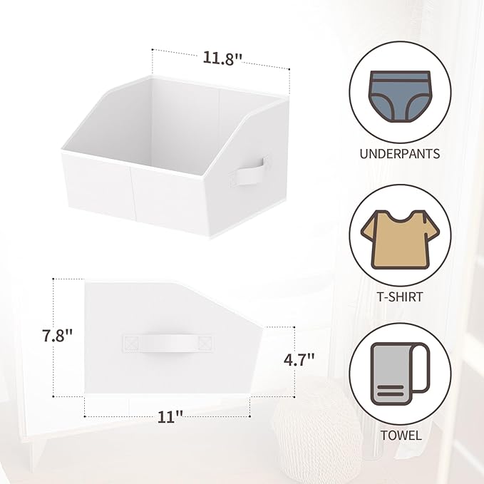 Homsorout Storage Bins for Shelves - Small Trapezoid Closet Shelf Organizer, Fabric Organization Bins with Handles, Storage B