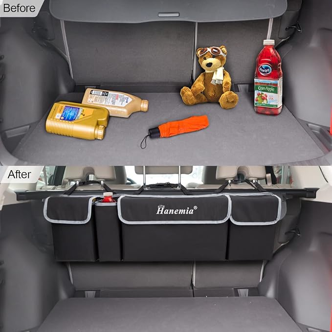 Car Trunk Organizer and Storage, Backseat Hanging Organizer for SUV, Truck, MPV, Waterproof, Collapsible Cargo Storage Bag