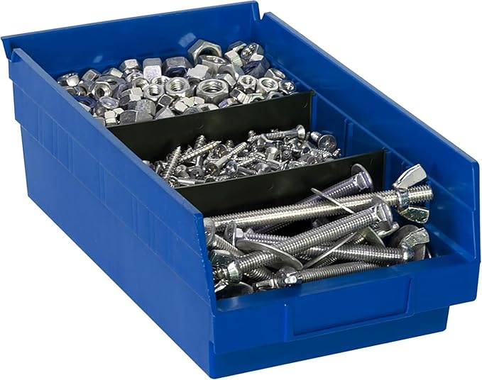 Akro-Mils 30130 Plastic Shelf Bins, Heavy Duty Storage Bins for Garage, Closet, and Drawer Organization, 12" x 6-1/2" x 4", B