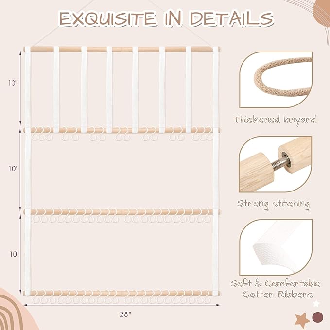 POVETIRE Headband Holder Hair Bows Organizer for Girls,Baby Headbands Hair Accessories Organizer Storage Wall Hanging Decor f