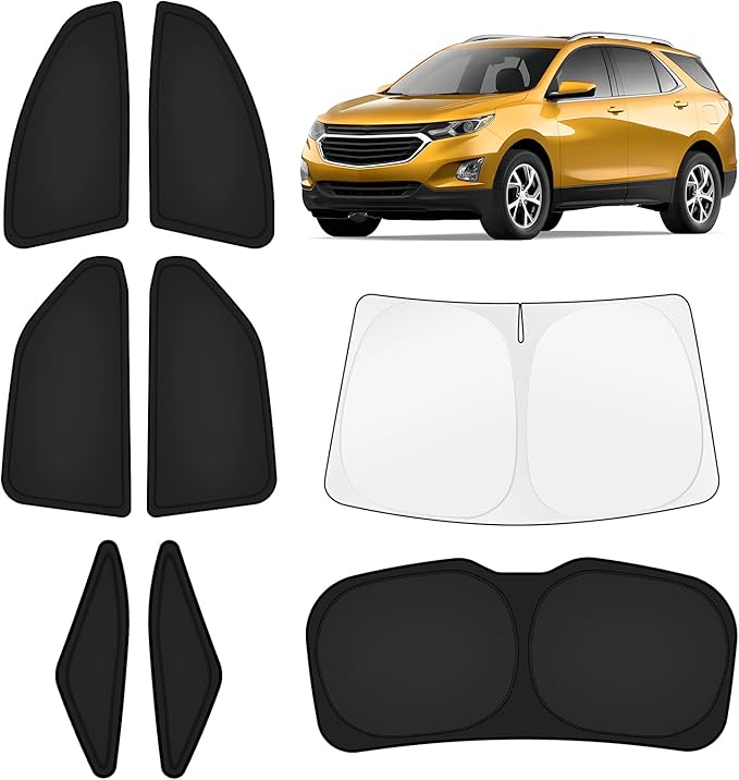KUST Car Window Shades for Chevy Equinox 2018-2024 Windshield Sun Shade Side Window Cover UV Block Privacy Protection Equinox Accessories for Camping Blackout Rear Back Full Set 8PCS