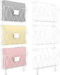 YBING Wall File Organizer White 6 Pack Mesh Hanging File Holder Organizer Metal Wire Mail Organizer Wall Mounted Office Paper