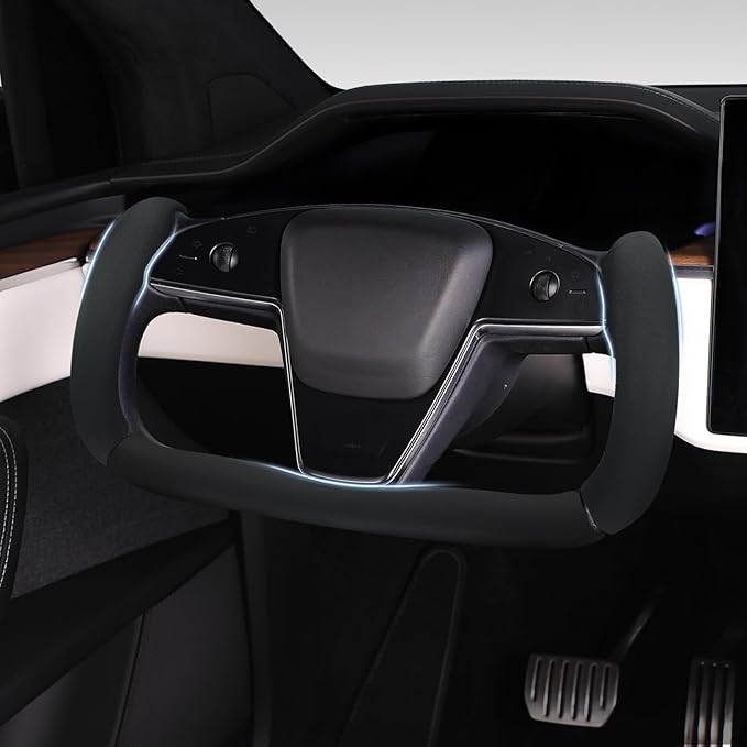Steering Wheel Cover for Tesla Yoke Steering Wheel, Car Steering Wheel Cover for Tesla Model S 2021-Present/Model X 2021-Present Steering Wheel Accessories Black