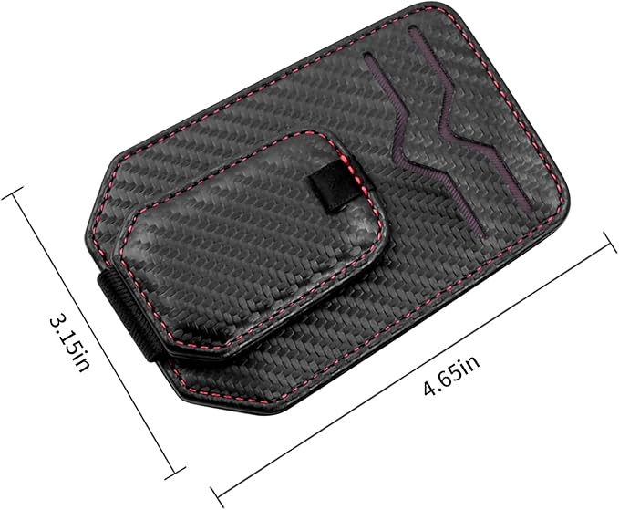 Leather Car Sun Visor Organizer with Sunglass Holder, Multifunctional Eyeglasses Ticket Credit Card Clip and Bills Storage Pocket, Universal Auto Interior Accessories(Carbon Fiber)
