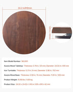 VEVOR 24 in Wood Lazy Susan Turntable, 360° Rotation Round Clear Tabletop Rotating Tray, Acacia Wood Dining Table Centerpiece