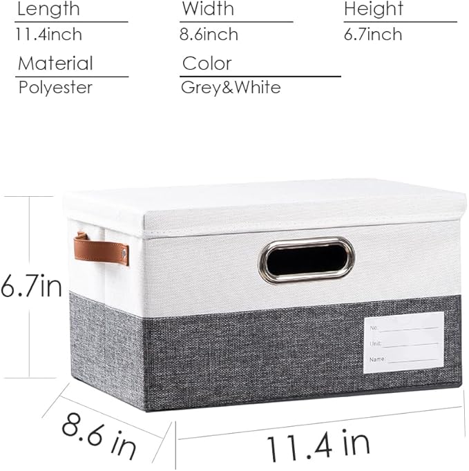 PRANDOM Storage Bins with Lids [3-Pack] Linen Fabric Foldable Storage Boxes Organizer Containers Baskets Cube with Cover for 