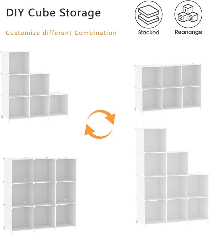 AWTATOS Cube Storage Organizer, Storage Cubes Shelves Bookshelf, 6 Cube Closet Organizers and Storage, DIY Stackable Plastic 