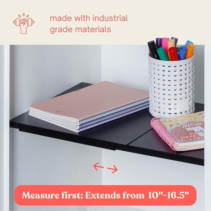 10''-16.5'' Adjustable Locker Organizer | Metal, Heavy Duty Steel Locker Organizer for School & Gym | Expandable Tension Shel
