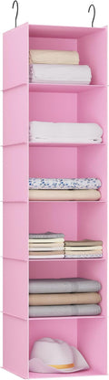 Hanging Closet Organizer, Easy Mount Foldable 6-Shelf Hanging Closet Wardrobe Storage Shelves, Clothes Handbag Shoes Accessor