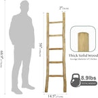 Fully Assembled Wood Ladder for Blankets, 5-Layer Structure Towel Rack, Farmhouse Style, Durable and Convenient Throw Blanket