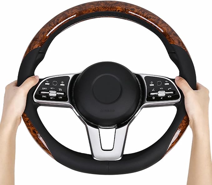 KAFEEK 16 inch Steering Wheel Cover for Ford F150 F250 F350 Ram 4Runner Tacoma Tundra Range Rover, Car Wood Grain Steering Wh