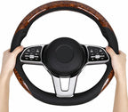 KAFEEK 16 inch Steering Wheel Cover for Ford F150 F250 F350 Ram 4Runner Tacoma Tundra Range Rover, Car Wood Grain Steering Wh