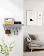 Key Holder Wall Mount Adhesive Magnetic - Hanging Key Hooks with Mail Organizer Tray for Wallet House Accessories - Keys Hang