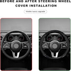 Car Breathable Steering Wheel Cover, Carbon Fiber Wear-Resistant Steering Wheel Protector for Comfy Grip, Universal Non-Slip 