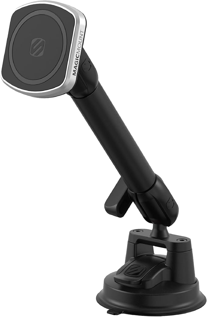 Scosche MP2WD2HD MagicMount™ Pro2 XL Heavy Duty, Strong Suction Cup Cell Phone Mount with Long Arm Windshield/Dashboard Phone Holder and Anti-Shake Stabilizer for iPhone, Android, Tablet, Car, Truck