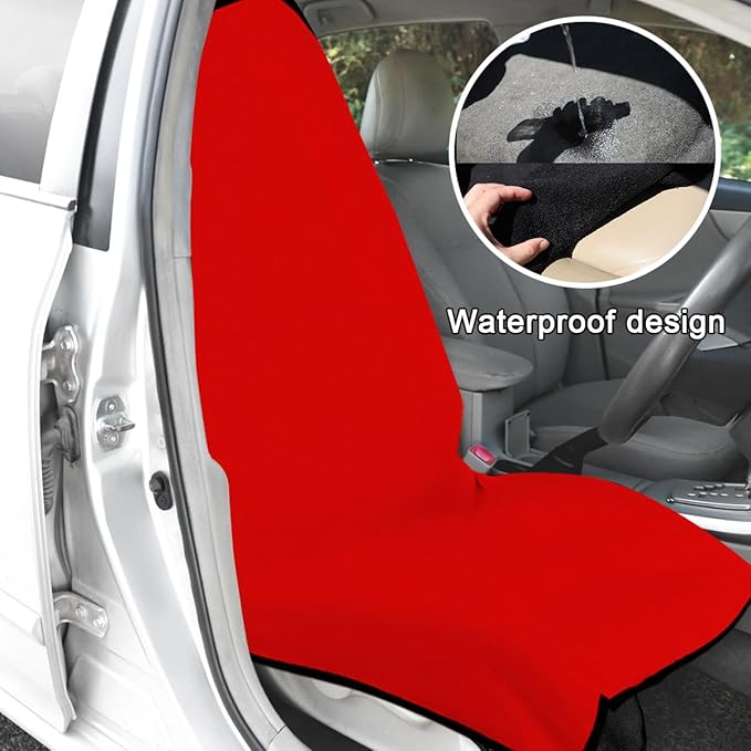 Protect your car seats infographic showing car seat cover protection against sweat, dirt and wear
