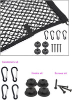 [2 Pack] JAVOedge Large Cargo Net for Car, SUV, Truck, RV, Boat – Elastic Storage Mesh Organizer with Built‑in Hooks, 8 Screws & 8 Carabiners – Heavy‑Duty Trunk Cargo Net & Vehicle Storage Bag