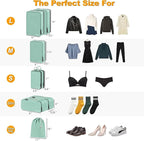 8 Set Compression Packing Cubes for Travel, Waterproof Luggage Organizers, Suitcase Organizer Set for Carry-On & Checked Bagg