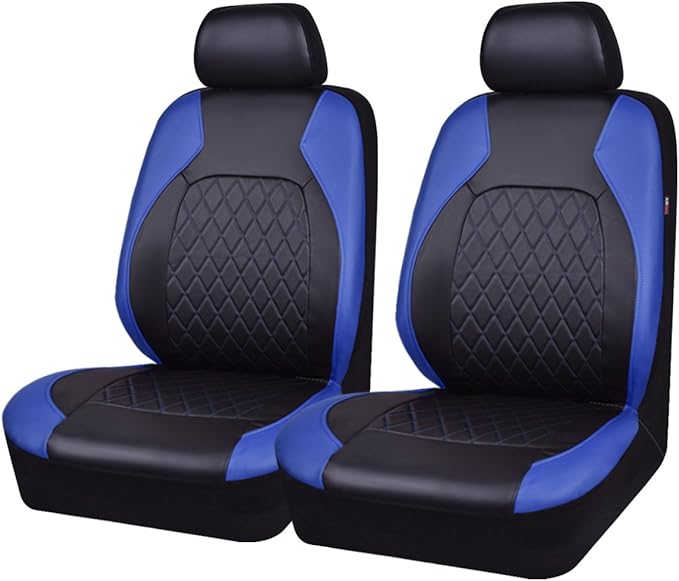 Universal Deluxe Pu Luxury Vinyl Faux Leather Car Seat Covers Two Front 6 Pieces Airbag Compatible Fit for Cars SUV Vehicles 