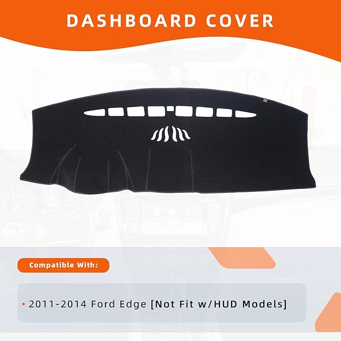 KEYOOG Dashboard Cover Dash Mat Fit for Fo-rd Edge 2014-2011 (for Left Hand Drive),Car Dash Board Mat Anti-Glare Carpet,Non-S