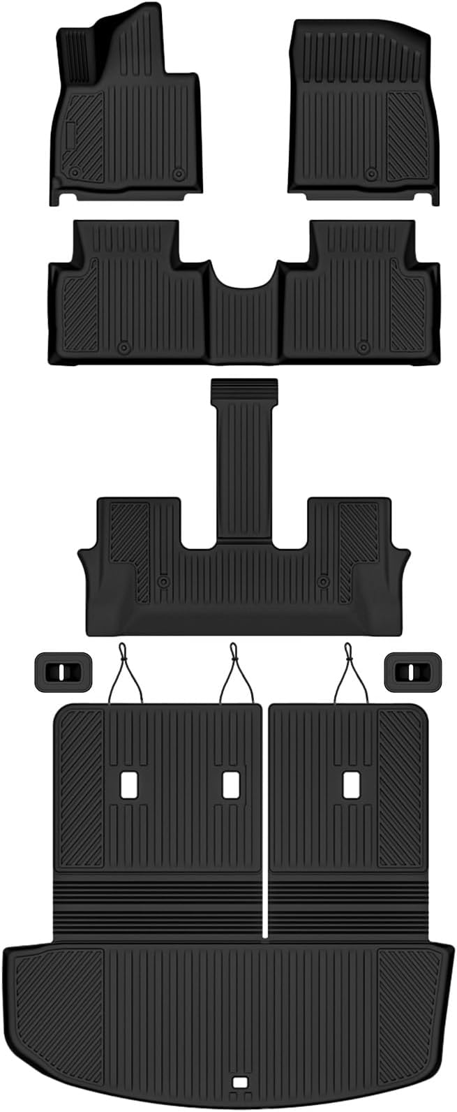 Auxko All Weather Floor Mats Cargo Mat with Backrest Mat for Hyundai Palisade Gasoline 2026 7/8 Seats All Season TPE Accessories Odorless Anti-Slip Floor Liners Trunk Liner with Back Seat Protector