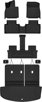 Auxko All Weather Floor Mats Cargo Mat with Backrest Mat for Hyundai Palisade Gasoline 2026 7/8 Seats All Season TPE Accessories Odorless Anti-Slip Floor Liners Trunk Liner with Back Seat Protector