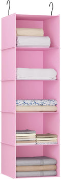 Hanging Closet Organizer, Easy Mount Foldable 5-Shelf Hanging Closet Wardrobe Storage Shelves, Clothes Handbag Shoes Accessor