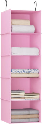 Hanging Closet Organizer, Easy Mount Foldable 5-Shelf Hanging Closet Wardrobe Storage Shelves, Clothes Handbag Shoes Accessor