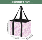 Paisley Pattern Reusable Grocery Bags Large Shopping Tote Bag with Reinforced Bottom Board, Water Resistant Foldable Storage 