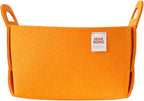 Collapsible Felt ORANGE Storage Bin Small 7.1"x5.1"x5.1" – Foldable Basket with Handles for Closet, Toy Storage, Laundry Room