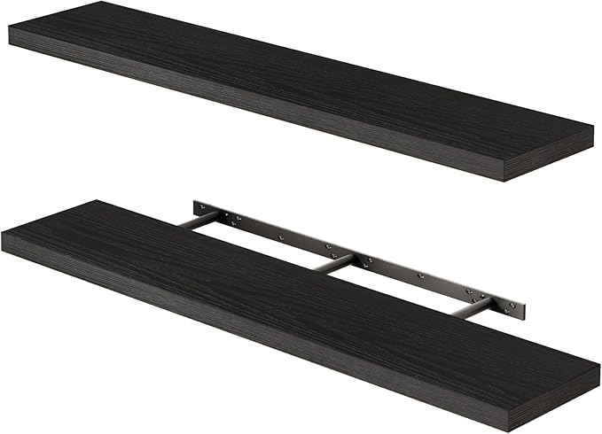 Fixwal Floating Shelves for Wall, 47" Long Heavy Duty Wall Mounted Rustic Wood Shelves for Living Room, Bedroom, Bathroom and