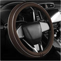 Yourkar Leather Steering Wheel Cover, Breathable Anti-Slip Car Steering Wheel Protector for Max Diameter 15 Inch, Universal A