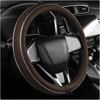 Yourkar Leather Steering Wheel Cover, Breathable Anti-Slip Car Steering Wheel Protector for Max Diameter 15 Inch, Universal A