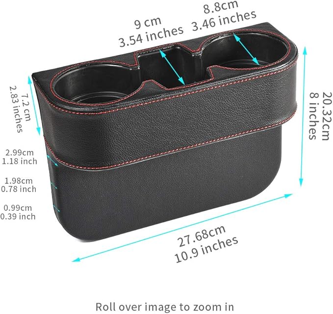 Black Multifunctional Car Cup Holder Car Seat Organizer Gap Filler Bottle Phone Storage Organizer
