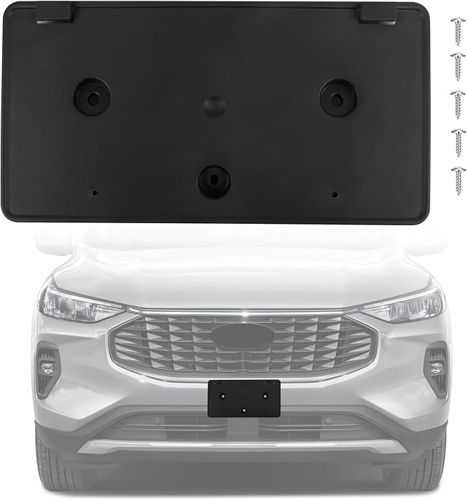 Front Bumper License Plate Frame Bracket Compatible with Ford Escape 2023 2024 2025, Black License Frame Holder Mounting Kit,