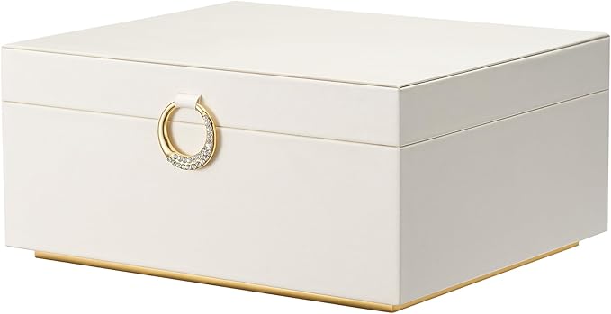 pickpiff 2 Layer Jewelry Box Organizer for Women, Jewelry Organizer with Handle & Removable Tray, Necklace Holder Ring Earrin