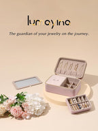 Velvet Travel Jewelry Box with Large Mirror, Double-Layer Jewelry Organizer Case for Women and Girls, Portable Storage Case w